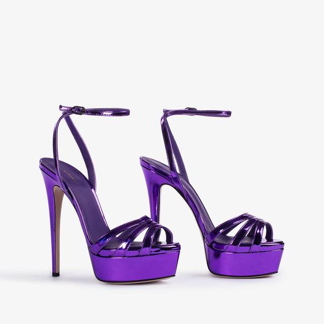 Le Silla Sandalo con plateau metallizzato viola kamala Pezzi Unici