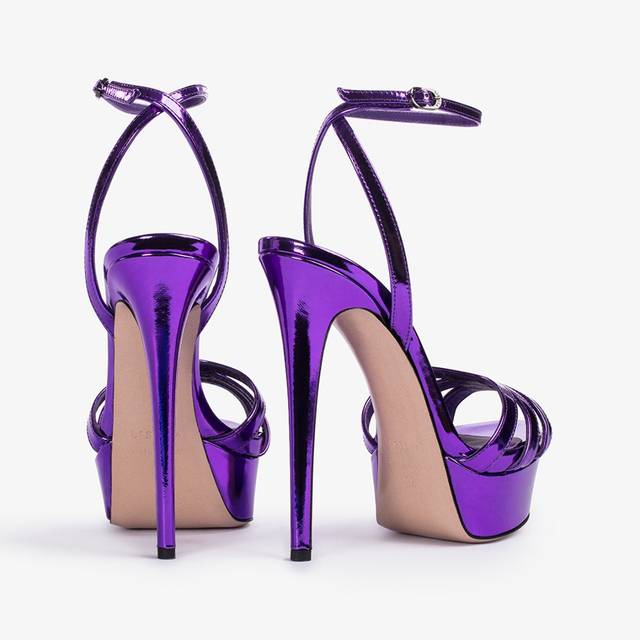 Le Silla Sandalo con plateau metallizzato viola kamala Pezzi Unici