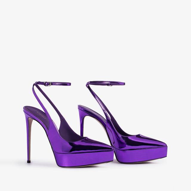 Le Silla Slingback con plateau metallizzata viola kamala Qualità Garantita
