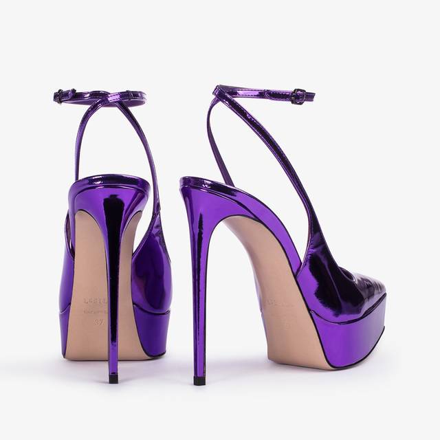 Le Silla Slingback con plateau metallizzata viola kamala Qualità Garantita