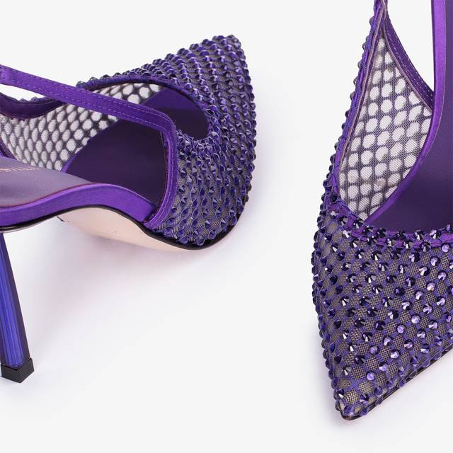 Le Silla Slingback gioiello rete viola Kamala e Cristalli Negozi Online