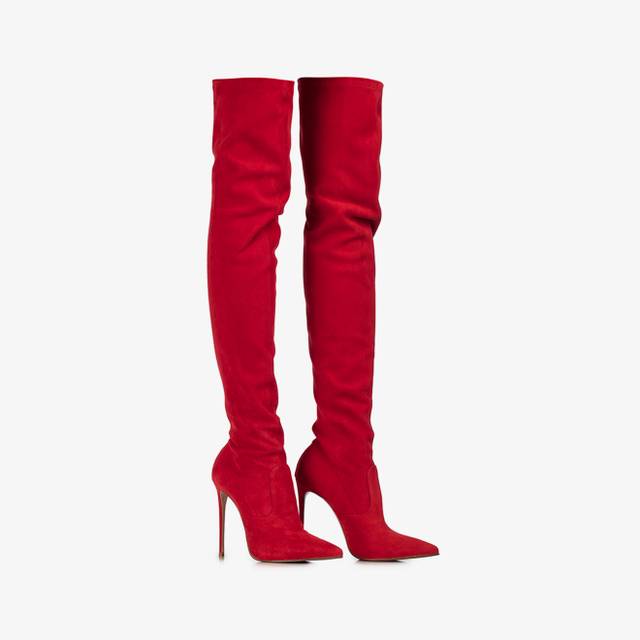 Le Silla Stivale sopra il ginocchio camoscio stretch rosso Affare Del Giorno