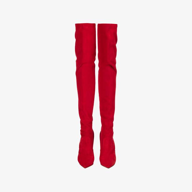 Le Silla Stivale sopra il ginocchio camoscio stretch rosso Affare Del Giorno