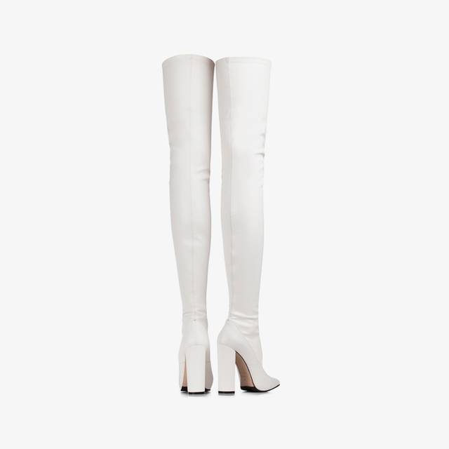 Le Silla Stivale sopra il ginocchio pelle vegan stretch bianco Prezzo Ridotto