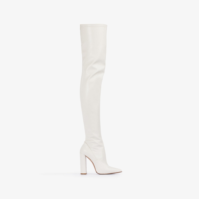 Le Silla Stivale sopra al ginocchio pelle vegan stretch bianco milk Sottocosto