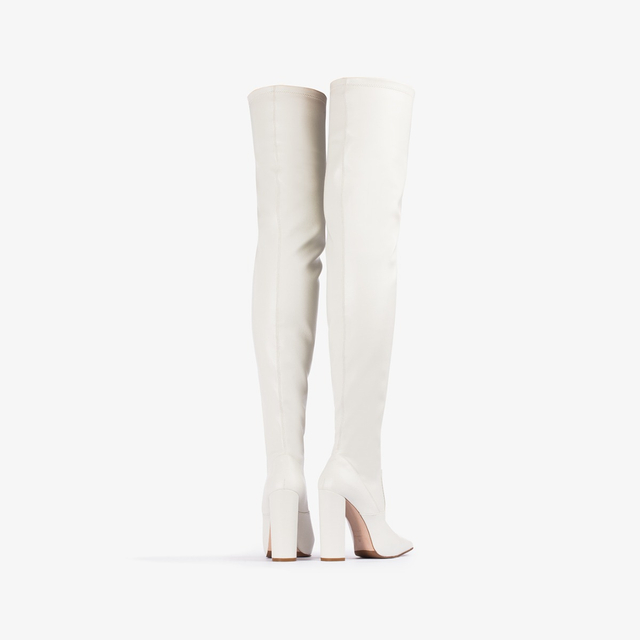 Le Silla Stivale sopra al ginocchio pelle vegan stretch bianco milk Sottocosto