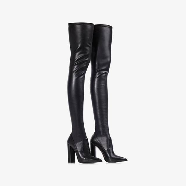 Le Silla Stivale sopra il ginocchio pelle vegan stretch nero Convenienza
