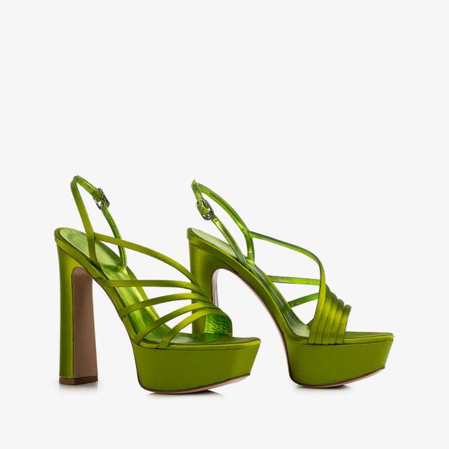 Le Silla Sandalo raso verde tokyo Saldi Di Fabbrica