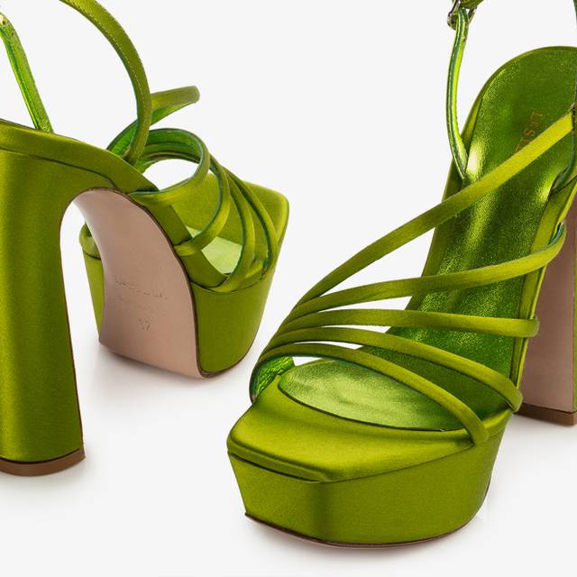 Le Silla Sandalo raso verde tokyo Saldi Di Fabbrica