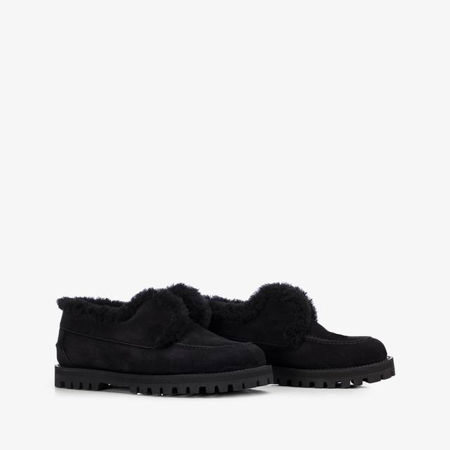 Le Silla Mocassino camoscio nero con fodera montone Moda