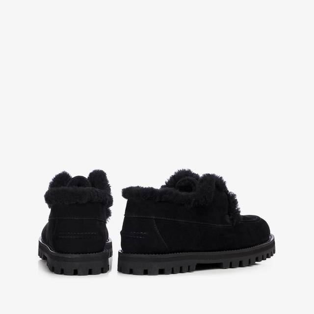 Le Silla Mocassino camoscio nero con fodera montone Moda