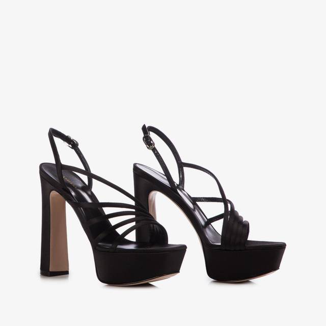 Le Silla Sandalo raso nero Comprare a buon mercato