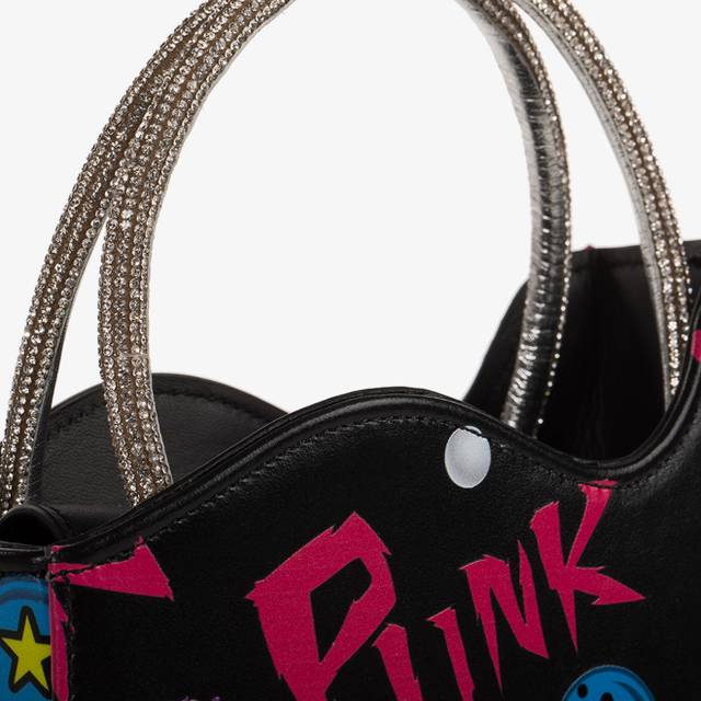 Le Silla Mini bag pelle nera e fucsia e Cristalli Grande vendita