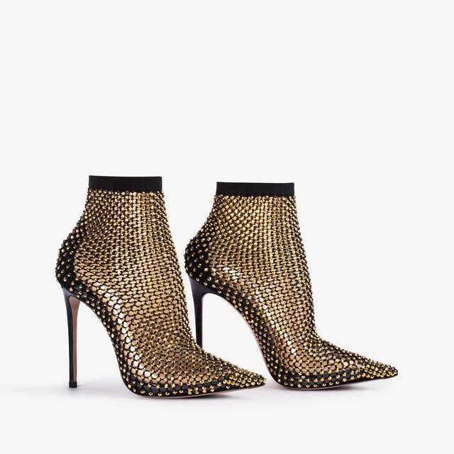 Le Silla Stivaletto calza nera e Cristalli oro Flash Sale