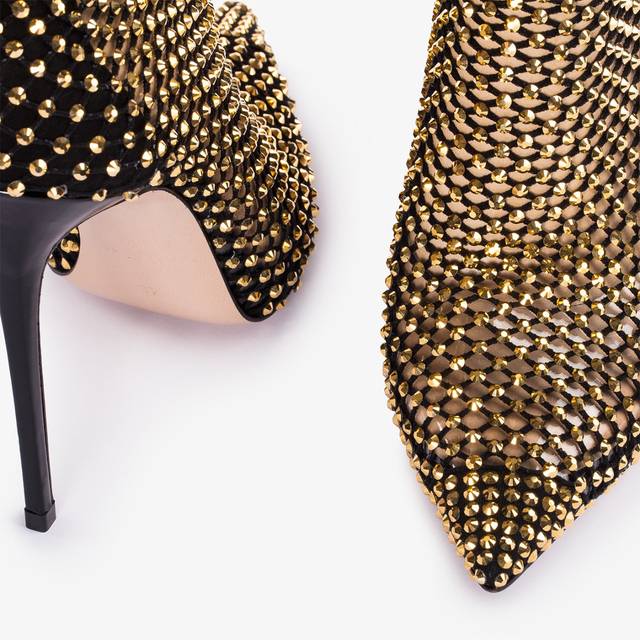 Le Silla Stivaletto calza nera e Cristalli oro Flash Sale