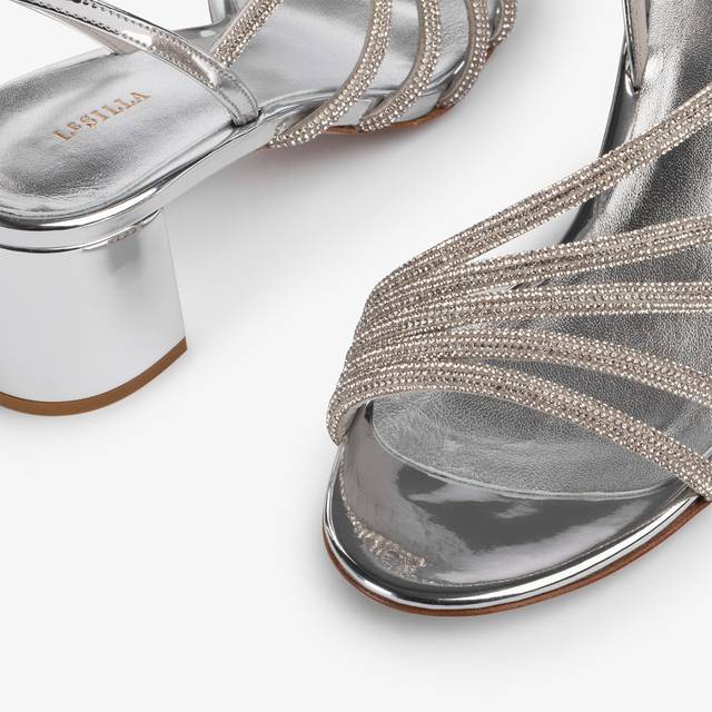 Le Silla Sandalo effetto pavé di Cristalli argento Online Outlet