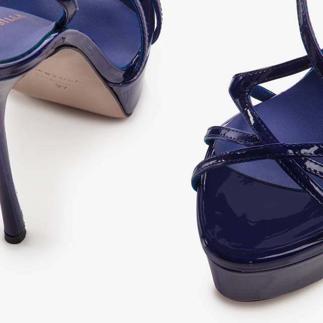 Le Silla Sandalo con plateau vernice blu lazuli Liquidazione