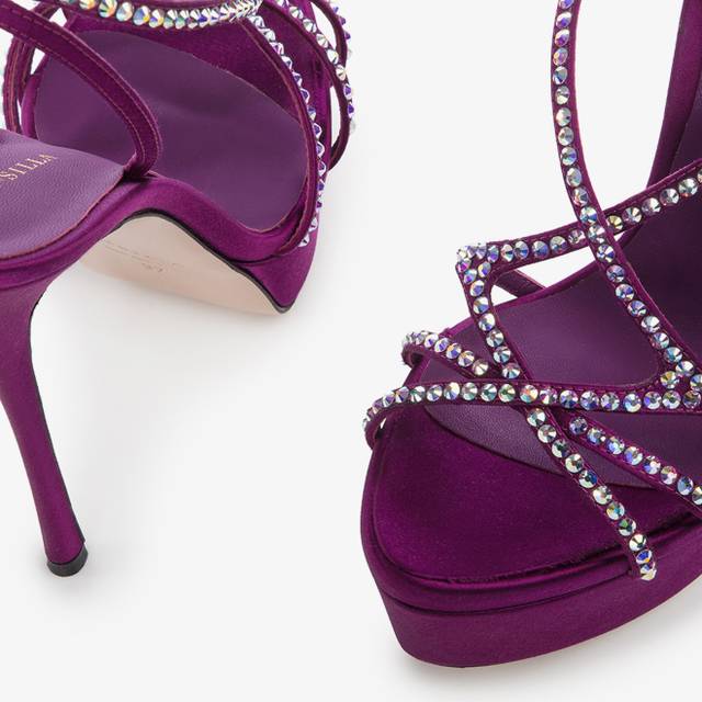 Le Silla Sandalo con plateau raso viola grape Enormi risparmi