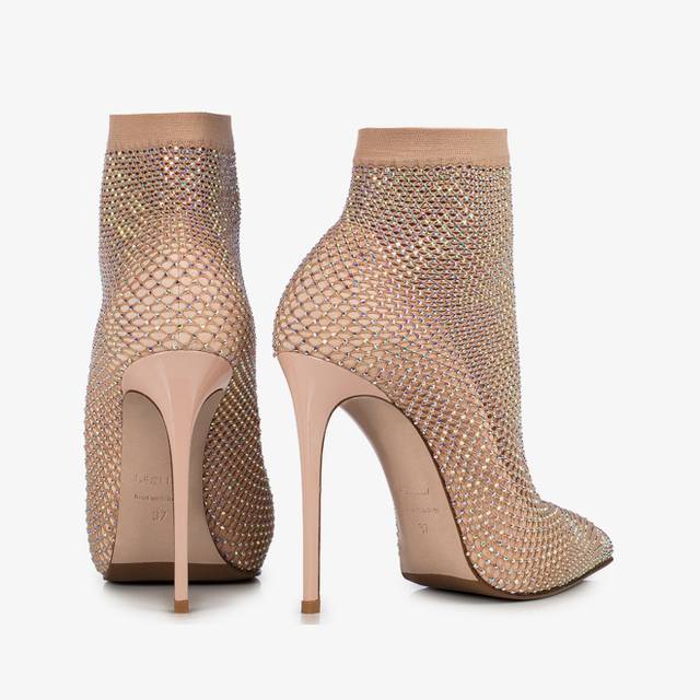 Le Silla Stivaletto calza nude skin con Cristalli Ritorno libero