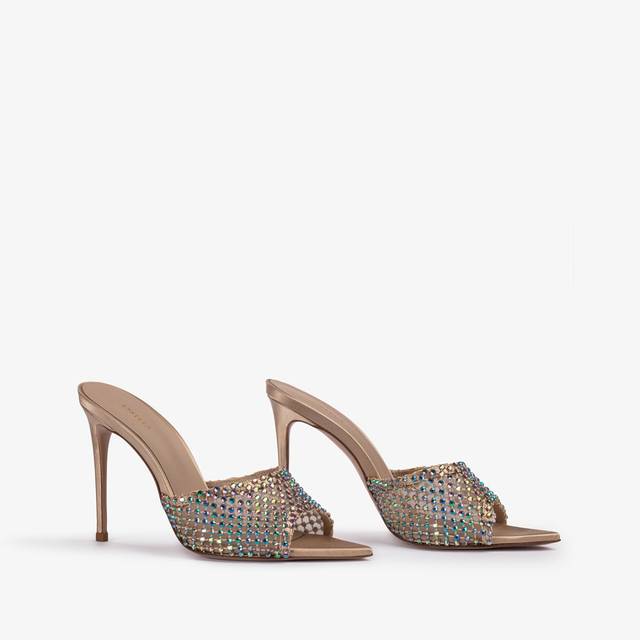 Le Silla Sandalo mule gioiello rete oro con Cristalli iridescenti Ultimi due giorni