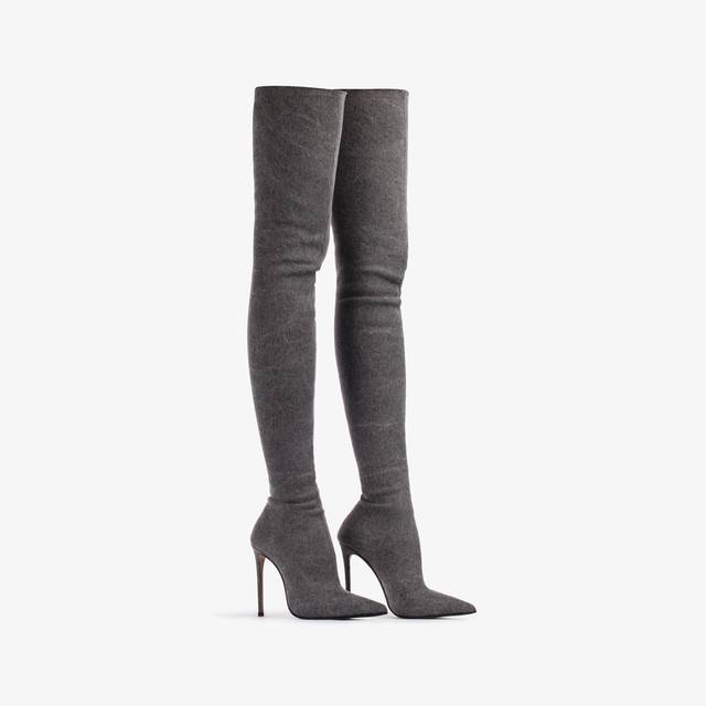 Le Silla Stivale sopra al ginocchio denim stretch nero Fino al 60% di sconto