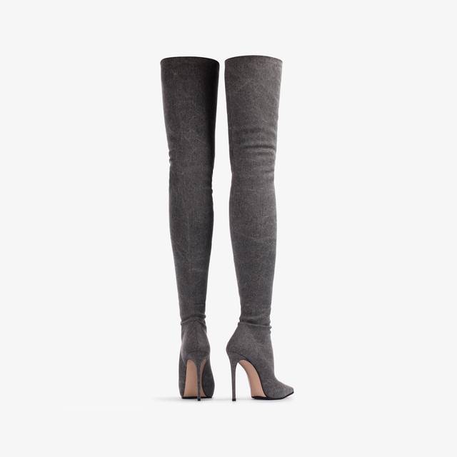 Le Silla Stivale sopra al ginocchio denim stretch nero Fino al 60% di sconto