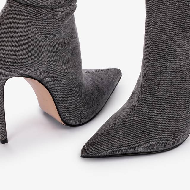 Le Silla Stivale sopra al ginocchio denim stretch nero Fino al 60% di sconto