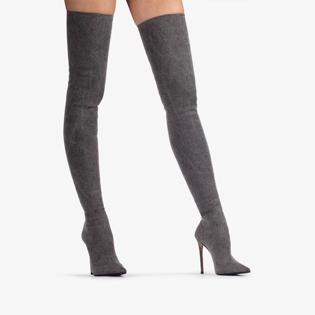 Le Silla Stivale sopra al ginocchio denim stretch nero Fino al 60% di sconto