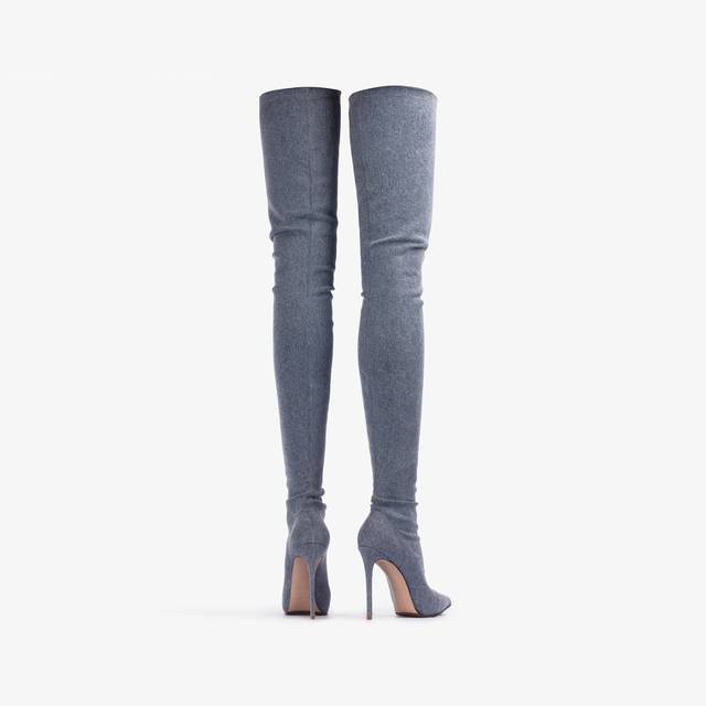 Le Silla Stivale sopra al ginocchio denim stretch blu Fino al 65% di sconto