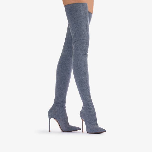 Le Silla Stivale sopra al ginocchio denim stretch blu Fino al 65% di sconto