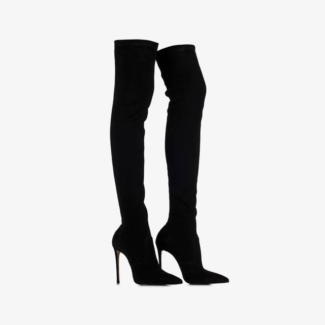 Le Silla Stivale sopra il ginocchio camoscio stretch nero Only for today