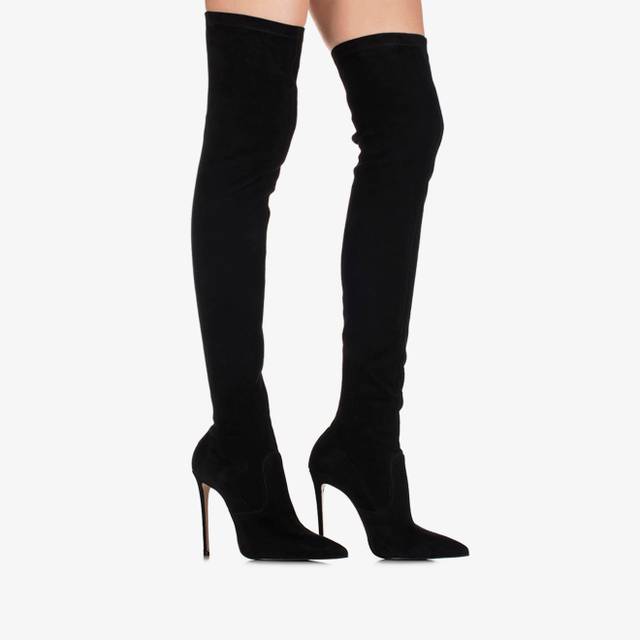 Le Silla Stivale sopra il ginocchio camoscio stretch nero Only for today