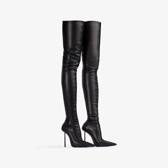 Le Silla Stivale sopra al ginocchio pelle vegan stretch nero Offerta speciale della fabbrica