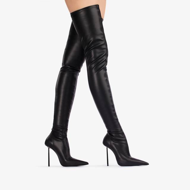 Le Silla Stivale sopra al ginocchio pelle vegan stretch nero Offerta speciale della fabbrica