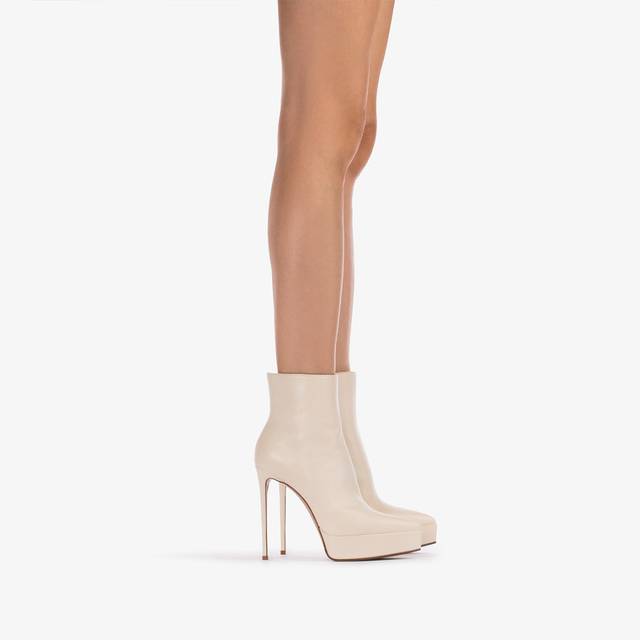 Le Silla Stivaletto con plateau pelle bianco milk 50% di sconto per tempo limitato