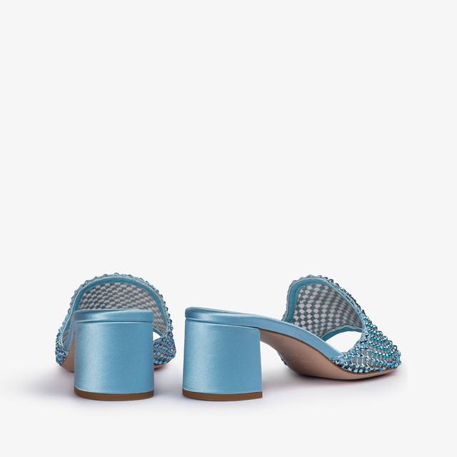 Le Silla Sandalo mule gioiello rete azzurro cielo con Cristalli Prezzo Ridotto