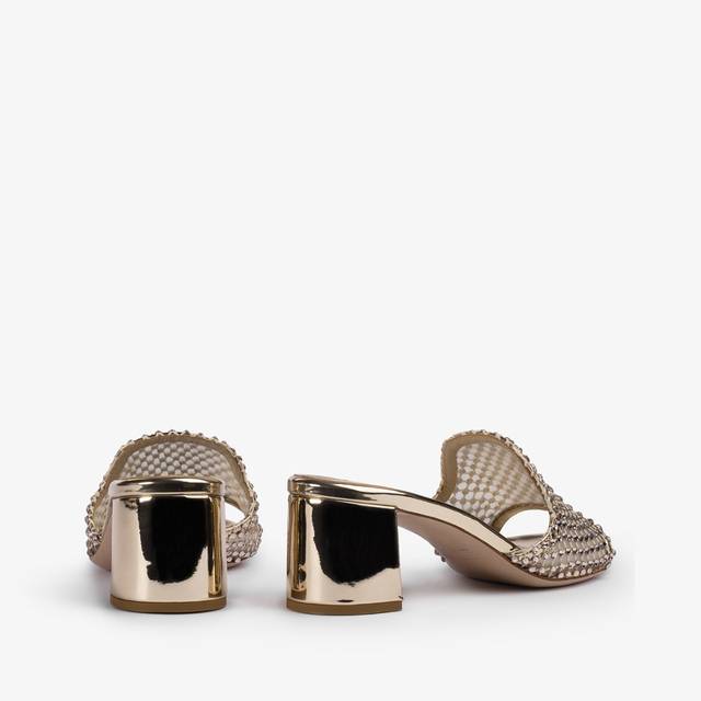 Le Silla Sandalo mule gioiello rete platino con Cristalli Sottocosto