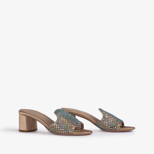 Le Silla Sandalo mule gioiello rete oro con Cristalli iridescenti Convenienza