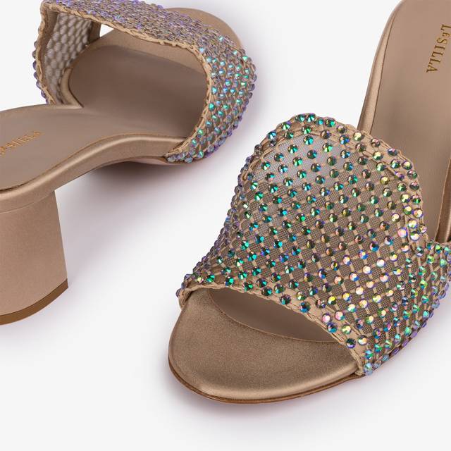 Le Silla Sandalo mule gioiello rete oro con Cristalli iridescenti Convenienza