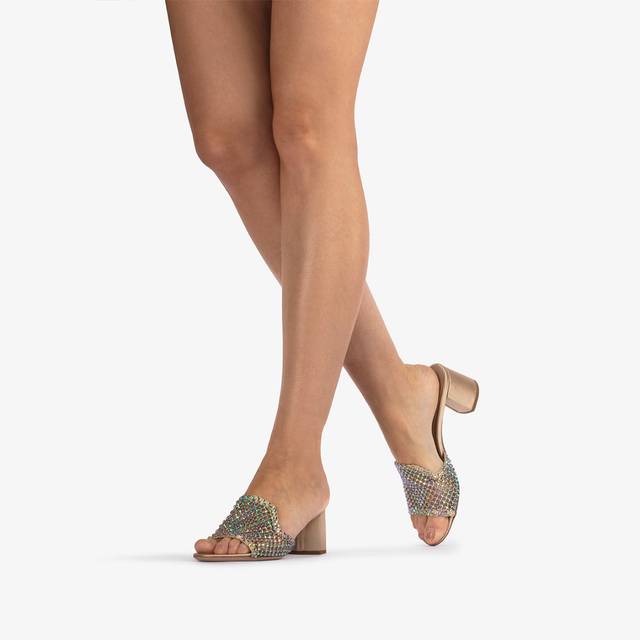 Le Silla Sandalo mule gioiello rete oro con Cristalli iridescenti Convenienza