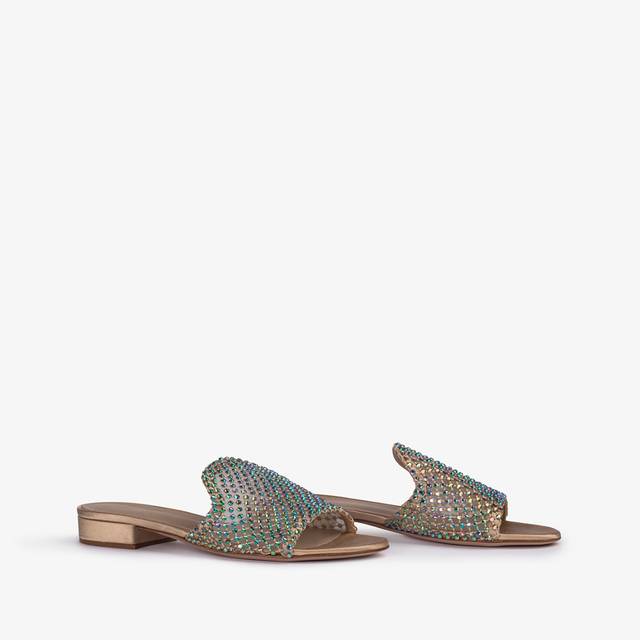 Le Silla Sandalo mule gioiello rete oro con Cristalli iridescenti Novità