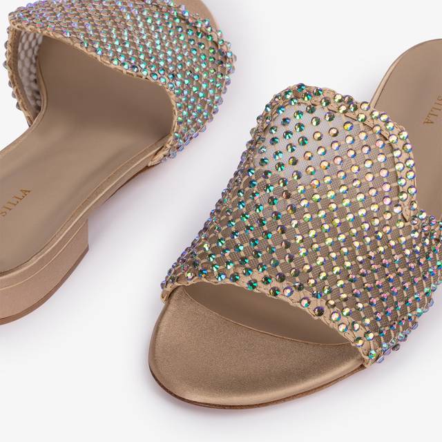 Le Silla Sandalo mule gioiello rete oro con Cristalli iridescenti Novità