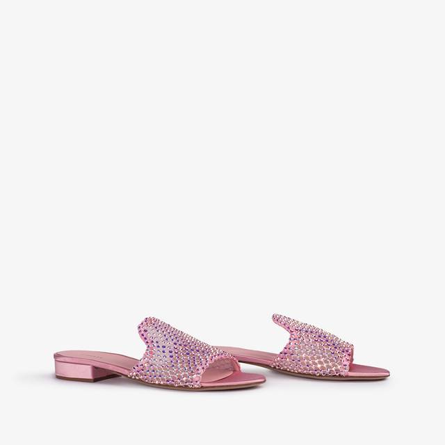 Le Silla Sandalo mule gioiello rete rosa dea con Cristalli Presa
