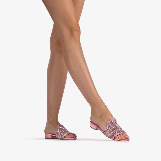 Le Silla Sandalo mule gioiello rete rosa dea con Cristalli Presa