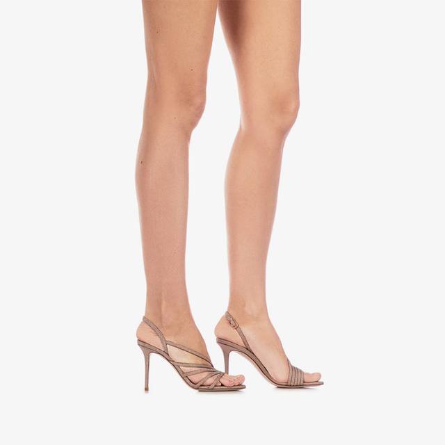 Le Silla Sandalo tessuto glitterato nude skin Sconto