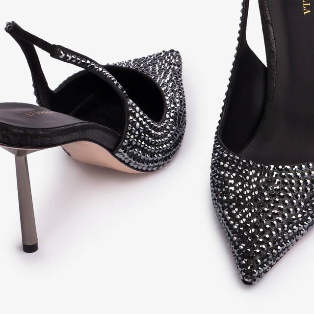 Le Silla Slingback cristalli nero jet Outlet