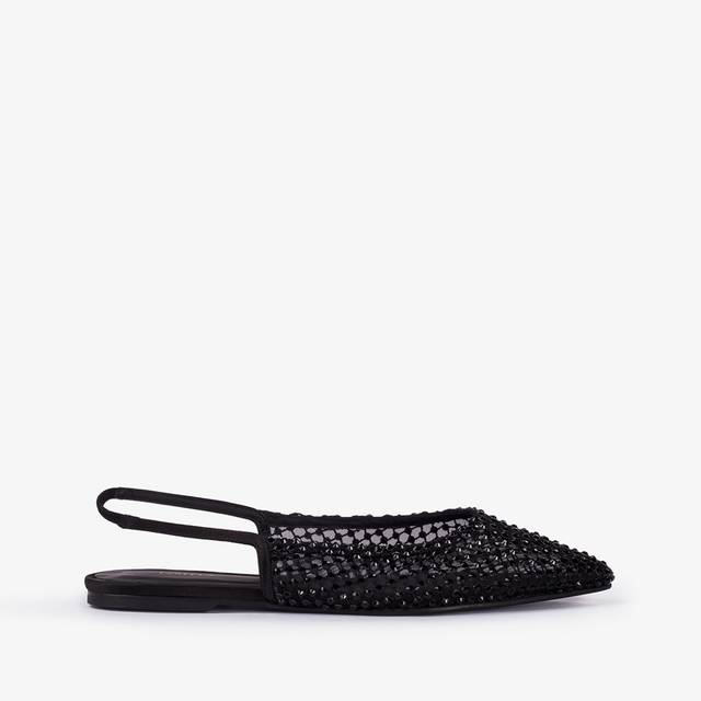 Le Silla Slingback gioiello rete nera jet e Cristalli Offerte