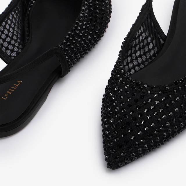 Le Silla Slingback gioiello rete nera jet e Cristalli Offerte