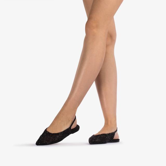 Le Silla Slingback gioiello rete nera jet e Cristalli Offerte
