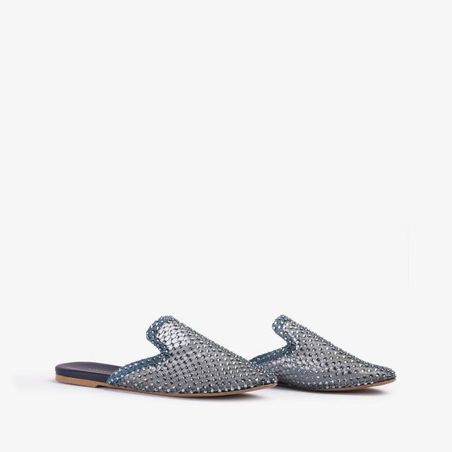 Le Silla Sabot gioiello rete denim blu con Cristalli In Saldo